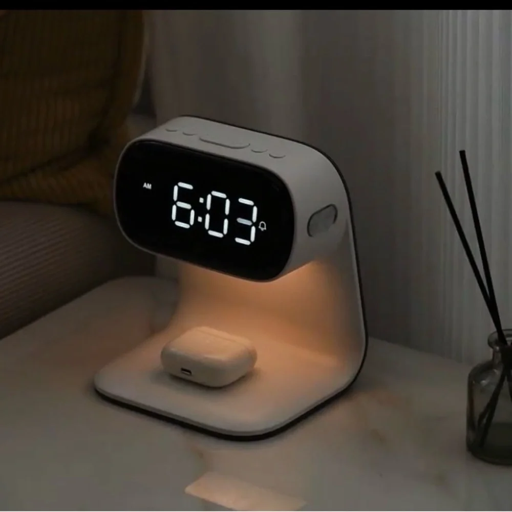 New Digital Alarm Clock Wireless Fast Charging Station 15W Touch Smart Lamp
